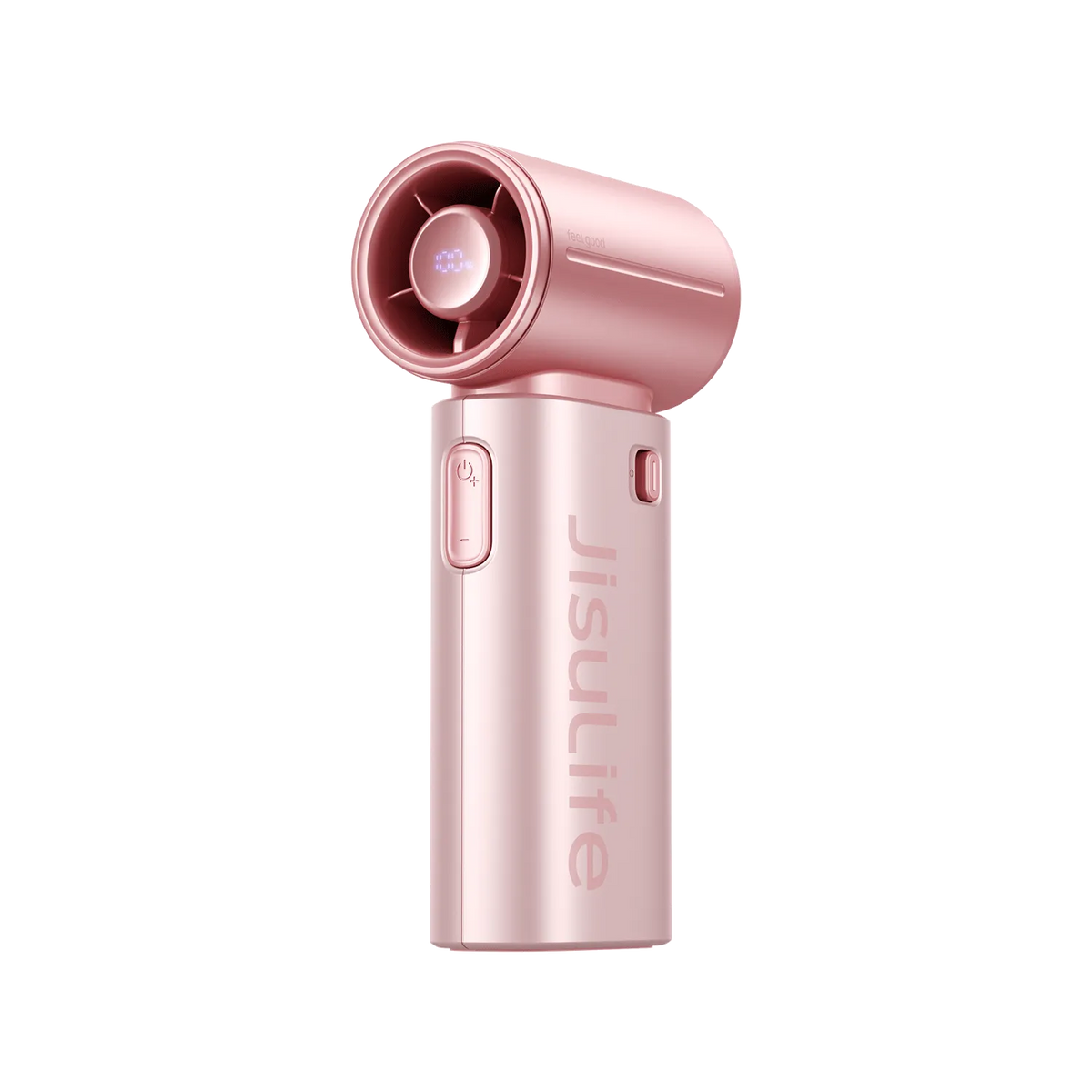 Pink JisuLife Handheld Fan 9 S with LED display, five-speed controls and rechargeable design