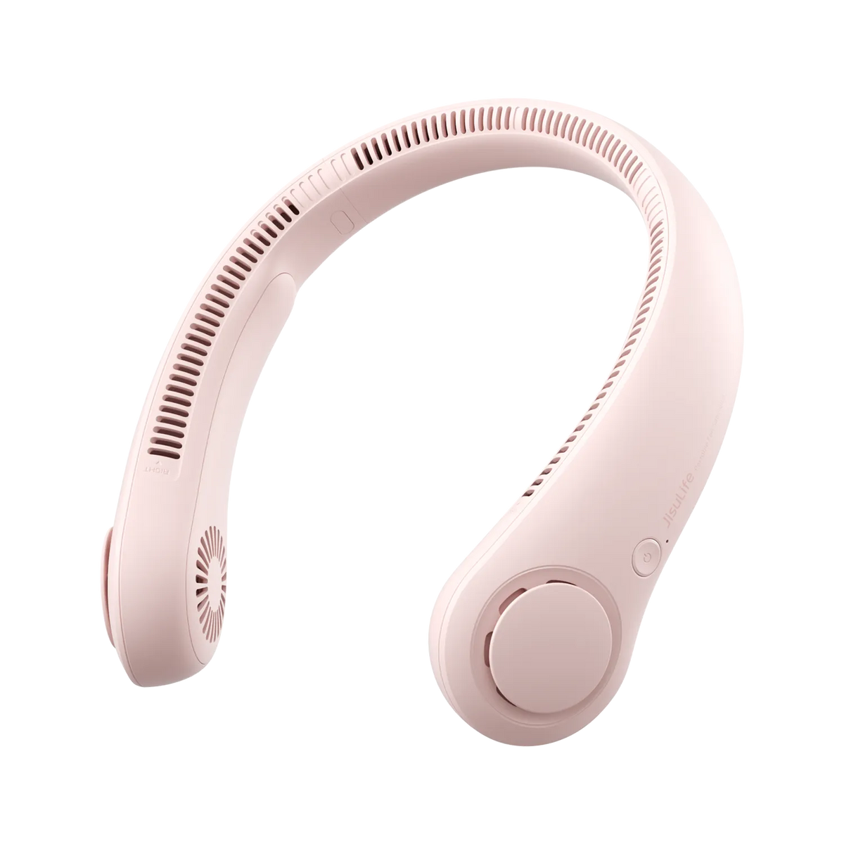 Pink JisuLife neck fan with 78 air outlets, hands-free portable cooling design