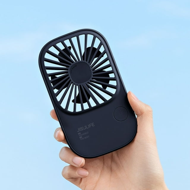 JISULIFE Handheld Fan Mini Fan, Small Fan Portable with Bracket, USB Rechargeable Lash Fan with 3 Speeds, Makeup Fan Eyelash Fan for Office Outdoor Travel.