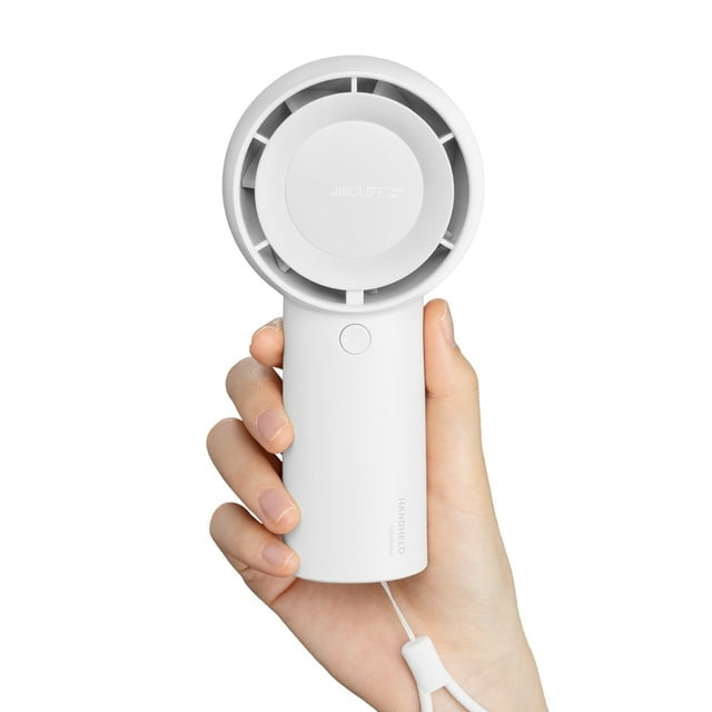 JISULIFE Handheld Portable Turbo Fan [16H Max Cooling Time], 4000mAh USB Rechargeable Personal Battery Operated Mini Small Pocket Fan with 5 Speeds for Travel/Outdoor/Home/Office.