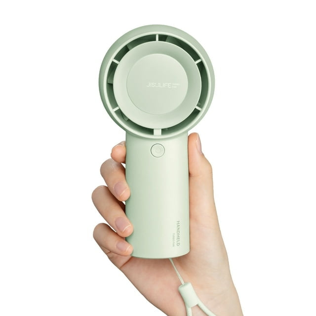 JISULIFE Handheld Portable Turbo Fan [16H Max Cooling Time], 4000mAh USB Rechargeable Personal Battery Operated Mini Small Pocket Fan with 5 Speeds for Travel/Outdoor/Home/Office.