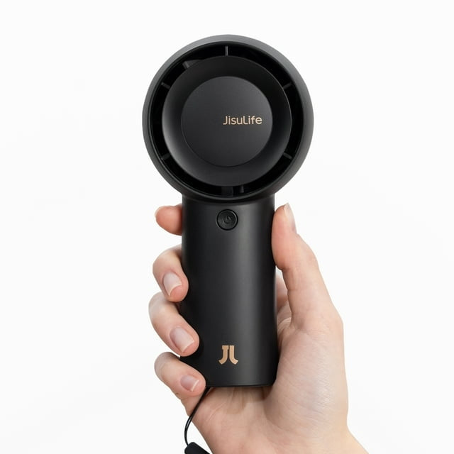 JISULIFE Handheld Portable Turbo Fan [16H Max Cooling Time], 4000mAh USB Rechargeable Personal Battery Operated Mini Small Pocket Fan with 5 Speeds for Travel/Outdoor/Home/Office.