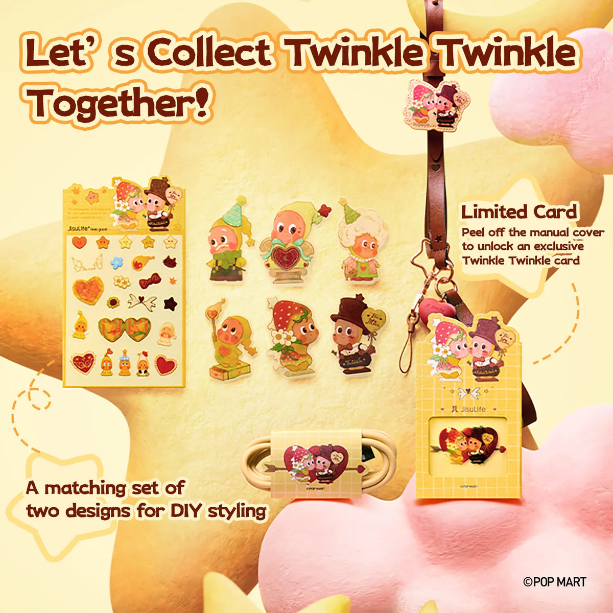 Twinkle Twinkle DIY sticker set, limited card, charging cable wrap and decorated two-way lanyard