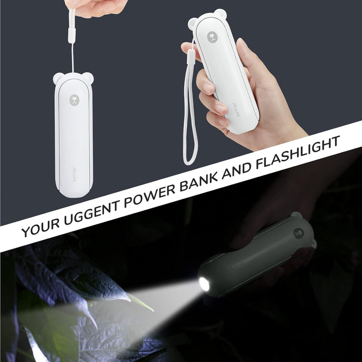 JISULIFE Handheld Fan with 4800 mAh Powerbank, Pocket Personal Fan, Enhanced Airflow, Rechargeable Quiet Mini Fan.