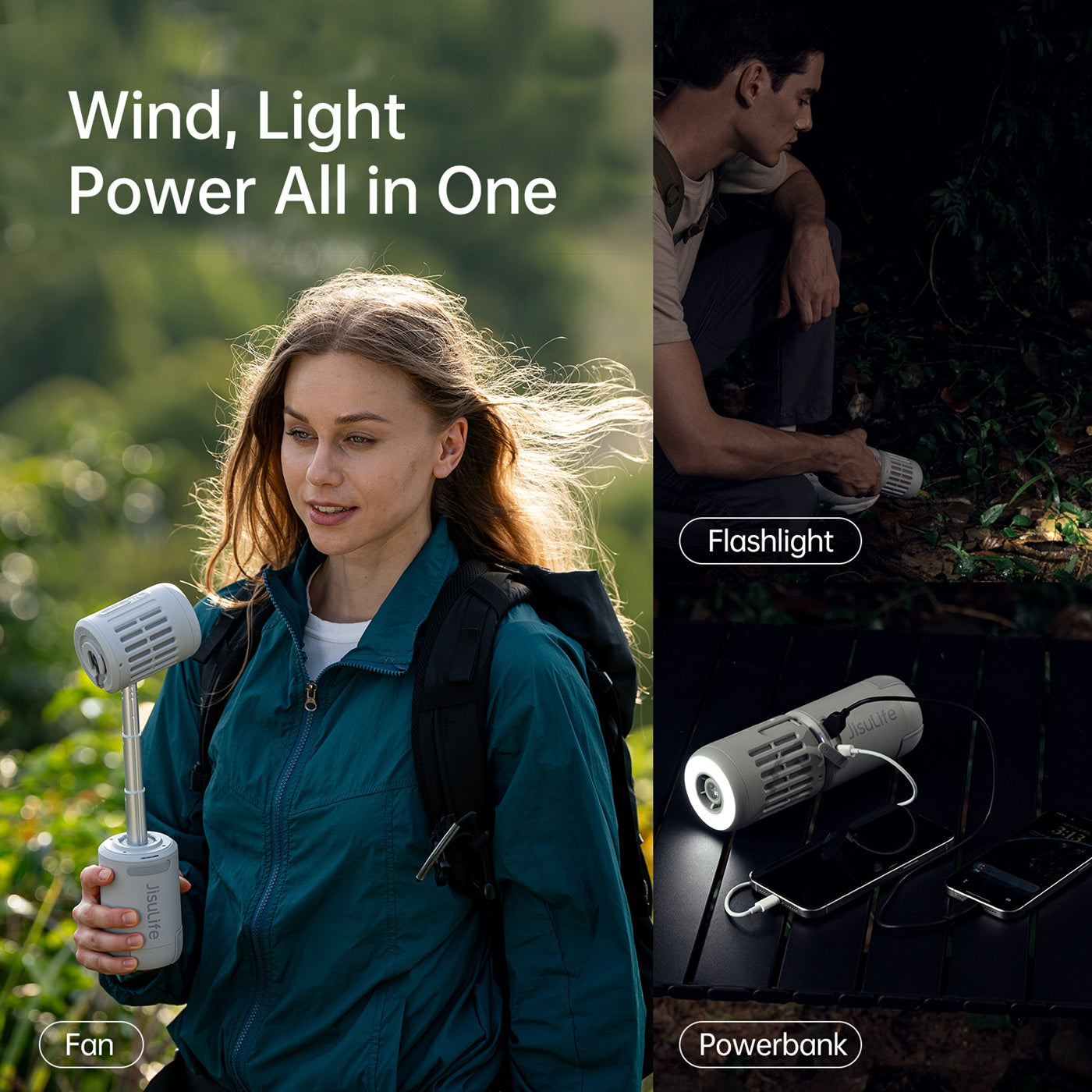 Ultra1 Outdoor Fan | 16m/s Wind & Power Bank | JISULIFE